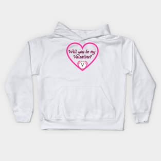 Will you be my Valentine? Pink Heart Kids Hoodie